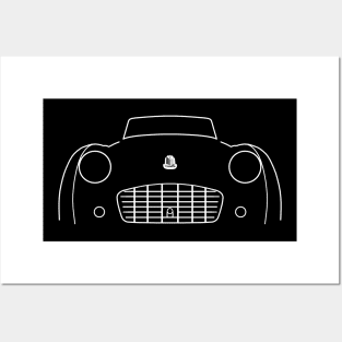 Triumph TR3 pre-facelift classic 1950s British car outline graphic (white) Posters and Art